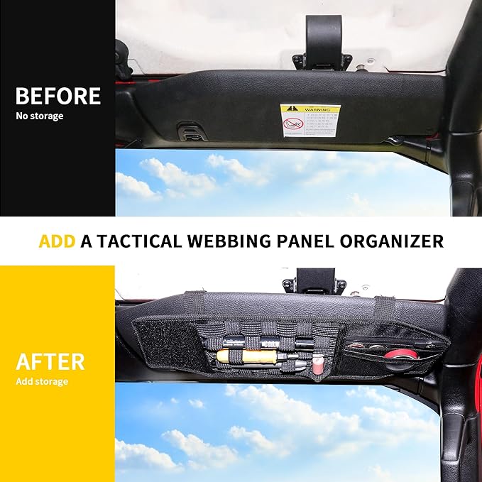 Tactical Sun Visor Organizer Visor Storage Compatible with 2018-2026 Jeep Wrangler JL 4XE Gladiator JT Accessories Car Sun Visor Sunglasses Holder Webbing Molle Panel, 2x Driver Passenger