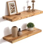 24 Inch Floating Shelves for Wall, 8"D High End Solid Hardwood Shelves for Decor Storage, Rustic Wall Shelves with Invisible 