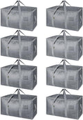 BALEINE 8-Pack Oversized Moving Bags with Reinforced Handles, Heavy-Duty Storage Tote for Clothes, Moving Supplies (Winter Gr