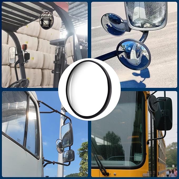 5.9-inch Round Convex Mirror with Tube Mounting Bracket- Convex Blind Spot Mirror for Truck/Bus/Van/Tractor/Tow/Forklift- 1PCS (2)