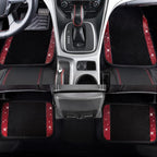 CAR PASS 23 PCS Bling Diamond Car Accessories Set for Women, Leather Car Seat Covers Full Set Sparkly Rhinestone15'' Steering Wheel Covers Shining Diamond Car Floor Mats Cute Car Interior Sets, Red