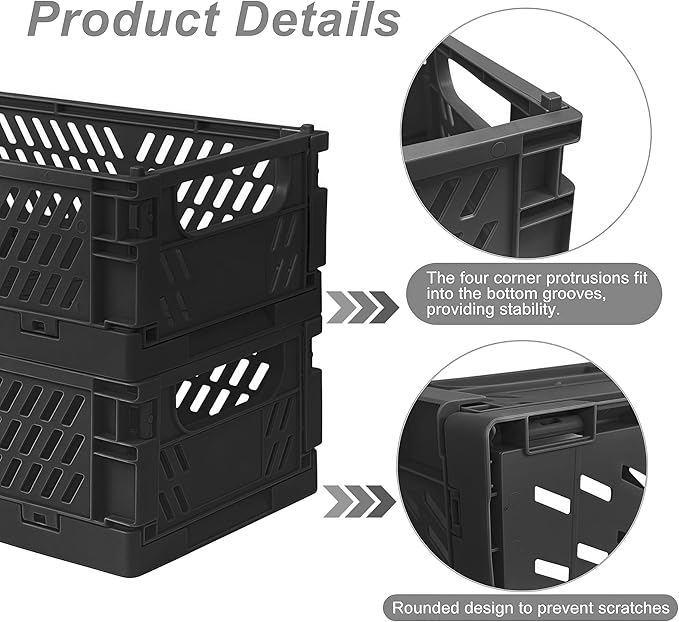 2 Pack Mini Foldable Small Plastic Baskets for Organizing and Storage，Collapsible Storage Crates,Mini Bins for Home Kitchen B