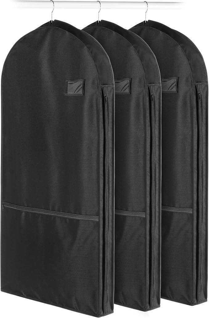 Whitmor Zippered Garment Bag with Pocket - Set of 3 - Black