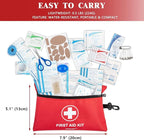 Mini First Aid Kit - 140 Piece Small First Aid Medical Kit for Car, Home, Office, Travel, Camping, Sports, Outdoor, School - 