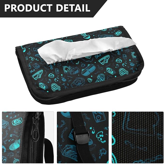 Car Tissue Holder Car Visor Organizer Tissue Box Holder for Car Sun Visor Organizer with Car Vehicle Accessories Essentials Interior for Women Men Black Skateboard Sneaker Jellyfish