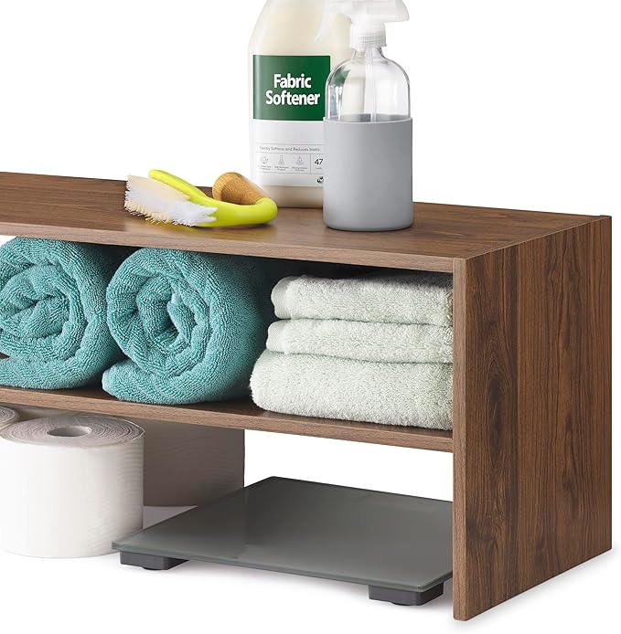 Whitmor Wood Stackable 2-Shelf Shoe Rack, Walnut, 31 inches，2 Pack