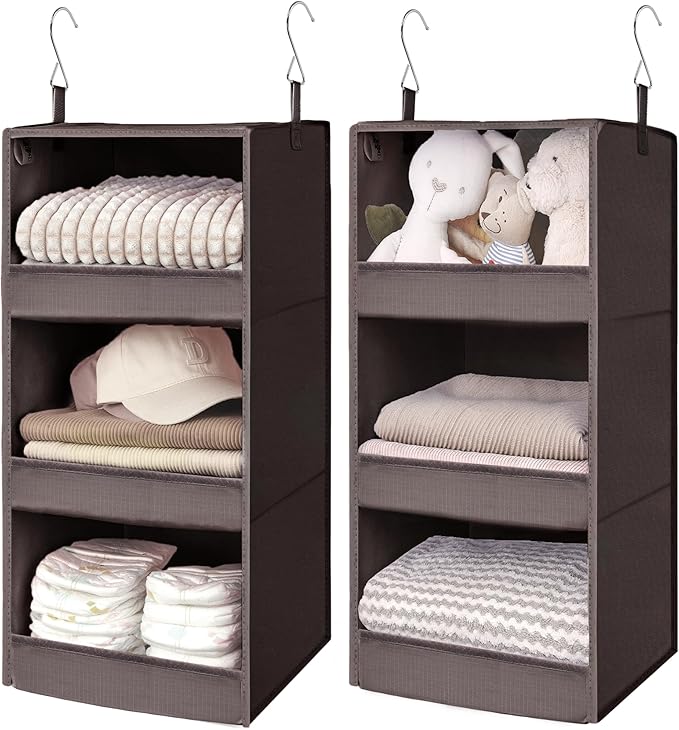 GRANNY SAYS 3 Shelf Hanging Closet Organizers and Storage, Collapsible Closet Storage Organizer with 2 Metal Hooks, Leak-Proo