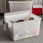 IRIS USA 144 Qt Stackable Plastic Storage Bins with Lids, 3 Pack - BPA-Free, Discreet Organizing Solution, Latches, Durable N