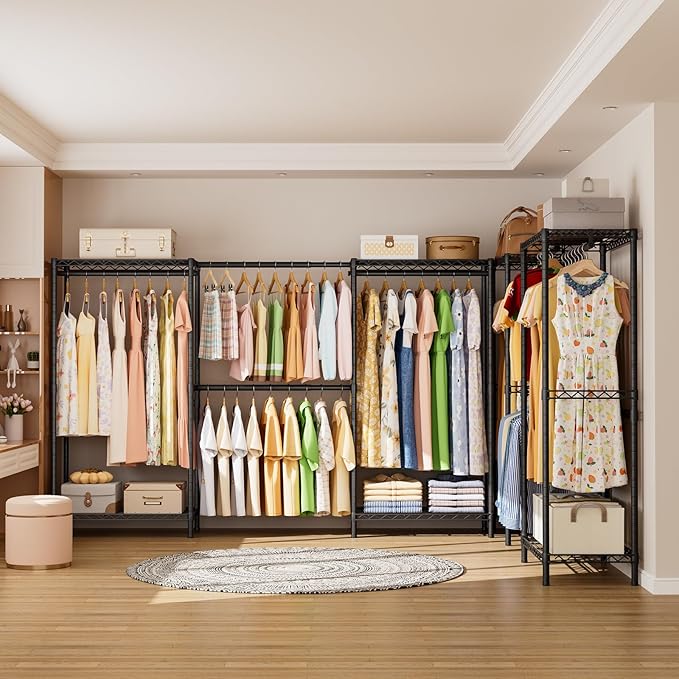 SINGAYE Clothes Rack Portable Closet Coat Wardrobe Heavy Duty Clothing Racks System Organizers and Storage for Hanging Clothe