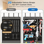 Mefirt Over The Door Organizer for Toy Guns, Toys Storage Door Hanger with Pockets and Slots for Kids Foam Blasters, Darts, G