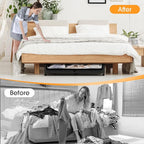 Under Bed Storage with Wheels 1Pack Storage Containers with Clear Window&Label Under Bed Drawers Rolling Under Bed Storage fo