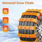 Fohil 8 Pack Snow Chains, Adjustable Portable Tire Chains for Car Truck SUV, Universal Thickened Emergency Snow Tyre Chains (