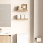 Ballucci Floating Shelves, 16" Wood Wall Shelf Set of 2, Invisible Brackets Floating Shelf Bathroom Wall Decor, Living Room, 
