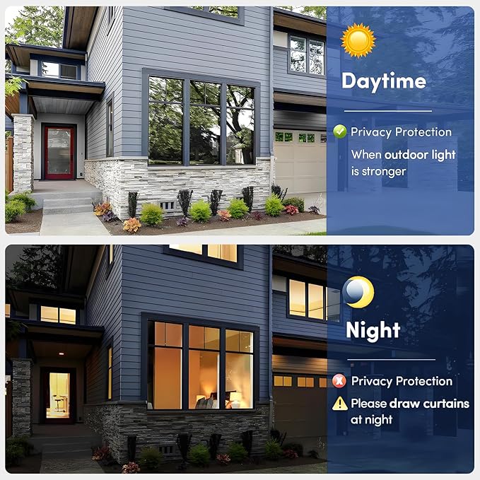Coavas One Way Privacy Window Film, Sun Blocking Window Film See Out Not in, Heat Control Window Tint for Home, Anti UV Static Cling for Windows Office Door (Silver-Silver, 45 x 157.5 inches)