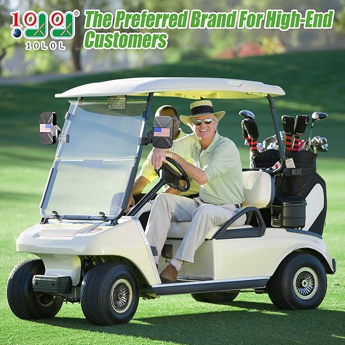 10L0L Golf Cart Mirror, Extra Large Side Rear View Universal for Yamaha, Club Car, EZGO, Folding Adjustable 180 Degree