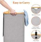 Lifewit 120L Laundry Basket with Lid, Clothes Hampers for Laundry with Bamboo Handles and 1 Removable Bag, Large Foldable Lau