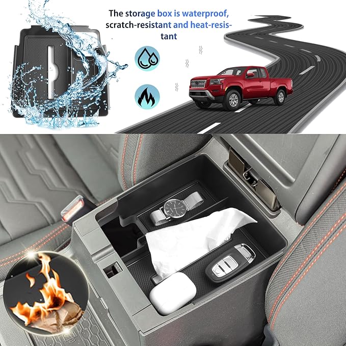 SHAOHAO for 2025 2026 Nissan Frontier Center Console Organizer Tray for 2022 2023 2024 2025 2026 Nissan Frontier Accessories Frontier (S, SV, Pro-X, Pro-4X, SL) Center Console Tray with Tissue Holder