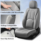 Coverado Car Seat Covers Full Set, Premium Nappa Leather Seat Covers for Car, Waterproof Car Seat Protector with Lumbar Suppo
