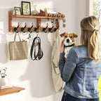 Evermagin 29" Coat Rack Wall Mount with Shelf, 4 in 1 Wall Mounted Coat and Key Hanger with 11 Hooks, Entryway Key Holder wit