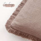 Foindtower Set of 2 Decorative Linen Fringe Lumbar Throw Pillow Covers Farmhouse Cushion Cover with Tassels Soft Accent Pillo