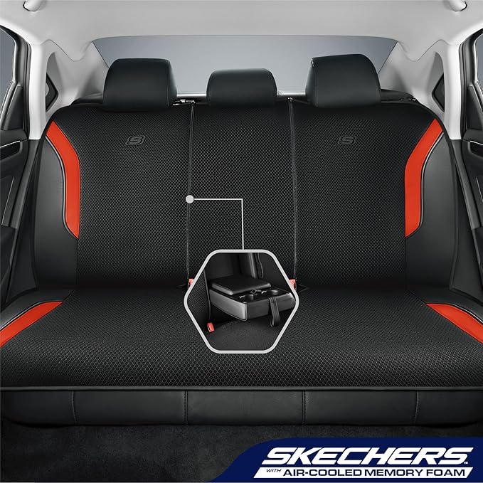 Skechers Memory Foam Car Seat Covers, Air Cool Mesh Thick Seat Covers, Car Seat Full Sets, Airbag Compatible, Automotive Comf