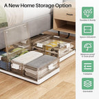 Kitstorack Plastic Under Bed Storage Containers,2 Pack Underbed Storage with Wheels,Foldable and Stackable Under Bed Organize
