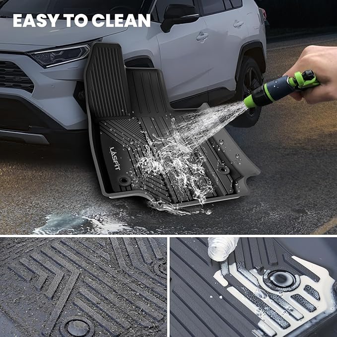 LASFIT Floor Mats&Trunk Mat for Toyota RAV4 2019-2025(Not Fit Hybrid) All Weather TPE Custom Fit Floor Liner for Toyota RAV 4 LE/XLE/Limited/TRD/Adventure Full Set Accessories, Lifespan 5 Years+,Black
