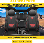 LINGVIDO Car Seat Covers Full Set (5 Seats) - Premium Perforated Nappa Leather, Waterproof Shield, Omni-Adapt Fit SUVs Sedans