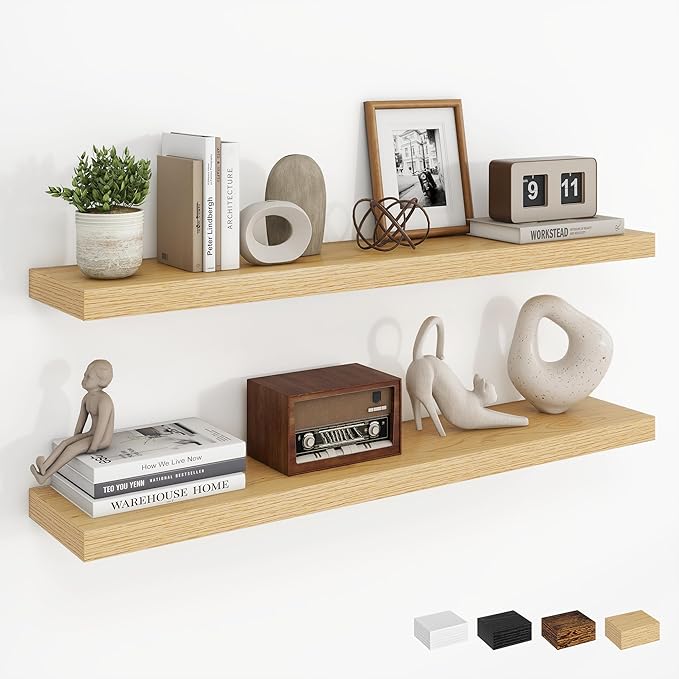 Dreamland 36Inch Floating Shelves for Wall, Rustic Wooden Floating Shelves for Bathroom|Bedroom|Kitchen, 2 Pack Deep Wall Mou