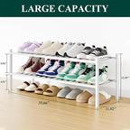 Smiry Shoe Rack, 2 Tier Long Bamboo Shoe Organizer, Stackable Free Standing Wooden Shoe Storage Shelf for Closet, Entryway, F
