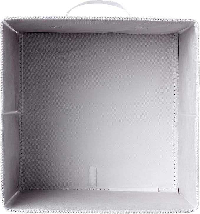 Amazon Basics Collapsible Fabric Storage Cubes Organizer with Handles, Sturdy Storage Bins, White, 10.5-x-10.5-x-11-inch, 6-P
