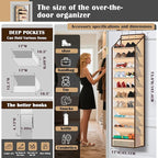 10 - Pocket Over - the - Door Hanging Shoe Organizers & Rack, Made of Sturdy 600D Oxford + Non - Woven Fabric, Space - Saving