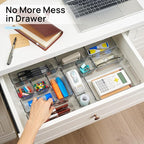 Vtopmart 25 PCS Office Desk Drawer Organizers Set, 4-Size Versatile Plastic Drawer Organizer Trays, Storage Bins for Desk Acc