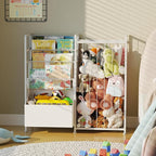 BBLIKE Kids Bookshelf and Stuffed Animal Storage - Multi-Function Nursery Book Shelves with Leather Toy Box and PVC Book Disp