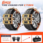Tire Chains, Snow Chains, Anti-slip for Trucks Car SUV RV, Emergency Tire Chains, Tire Width 225-285 mm, Set of 6