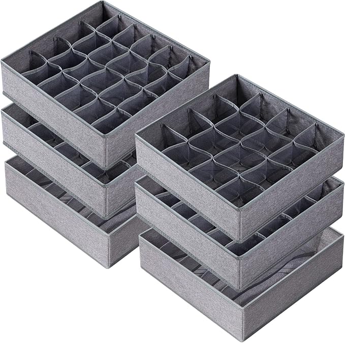 Criusia 6 Pack Large Drawer Organizer for Sock Underwear - Washable Heavy Duty Fabric Closet Organizers and Storage Bins - 90