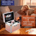 Adazzo Lockable Storage Box, Cabinet Safe Case Organizer with Combination Lock for Medications and Small Valuables, 10 x 7 x 