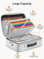 SMARTAKE Fireproof Document Box with Lock, Hard Case Waterproof Safe Box File Organizer, for Important Documents Papers Passp