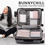 Compression Packing Cubes for Travel, Bunnychill Portable Zipper Packing Cube for Cloting, Expandable Space Saver Storage Lug