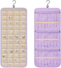 Dynoro Double-Sided Hanging Jewelry Organizer, Lavender Storage Roll for Earrings, Necklaces, Rings, 48 Pockets 21 Hooks, Dur