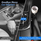 Car Seat Gap Filler Organizer 2 Pack, Car Seat Organizer with Cup Holders, 3-in-1 Removable Auto Organizer for Women, Universal Fit SUV Truck Fill The Gap Between Seats & Console(Black)