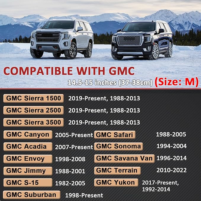 GIANT PANDA Steering Wheel Cover for GMC Sierra Acadia Terrain Yukon(3D Honeycomb-Black-Standard Size)