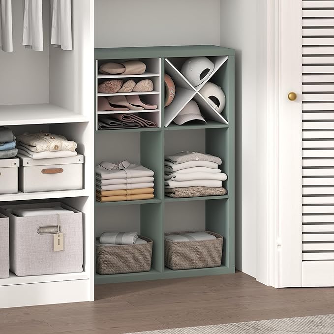 Furinno Cubic Closet Organizers and Storage, 6-Cube Closet Organizer, Open Shelf Closet Storage, Extra Thick Frame for Wardro