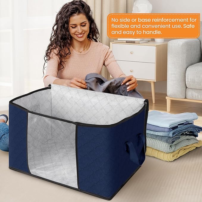 Fab totes 24 Gallons Clothes Storage,Foldable Thick Fabric Blanket Storage Bags,Containers for Organizing Bedroom, Closet, Cl