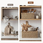 StorageWorks Wicker Storage Baskets, Handwoven Seagrass Basket for Organizing, Decorative Organizers with Built-in Handles, S