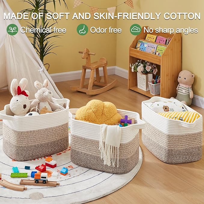OIASKET Storage Baskets for Organizing, Woven Baskets for Shelves, Rectangle Decorative Organizer for Storage Clothes, Toy, B