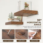 12 Inch Deep Floating Shelves | 16 Inch Brown Floating Shelves Set of 2 | 16W x 12D Rustic Shelves for Wall | Deep Wood Shelv