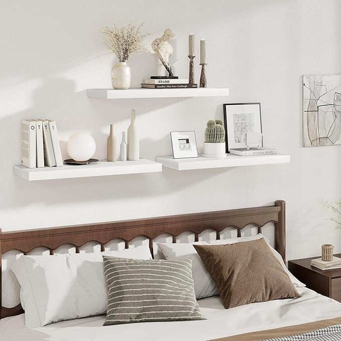 Fun Memories 12 Deep Floating Shelves for Wall | 30W x 12D Large Floating Shelves | 3 Pack Storage Space Wall Mount Shelf for
