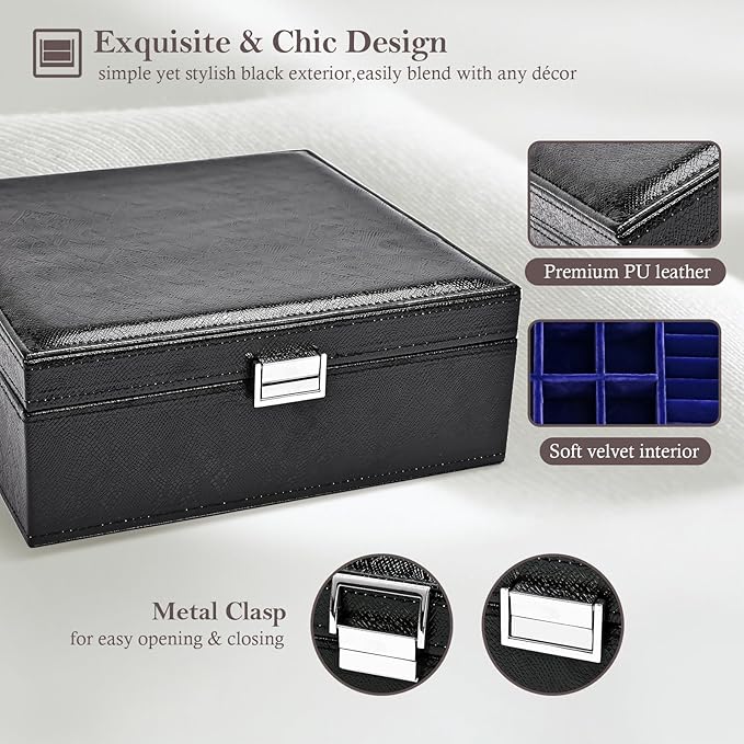 ProCase Jewelry Box for Women, 2 Layers Large Leather Jewelry Organizer Storage Case with Removable Pad for Earrings -Lizardb