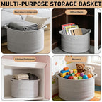 115L Large Blanket Basket,23.6" L x 23.6" W x 15.7" H Rope Woven Baskets with Handles, Toys Storage Bins,Laundry Basket Perfe